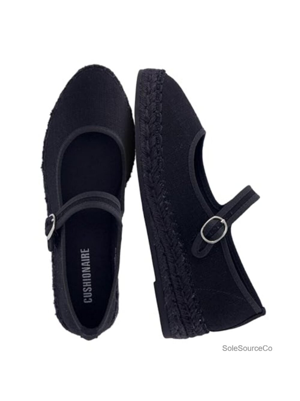 Cushioned Canvas Mary Jane Espadrille Flats with Adjustable Strap